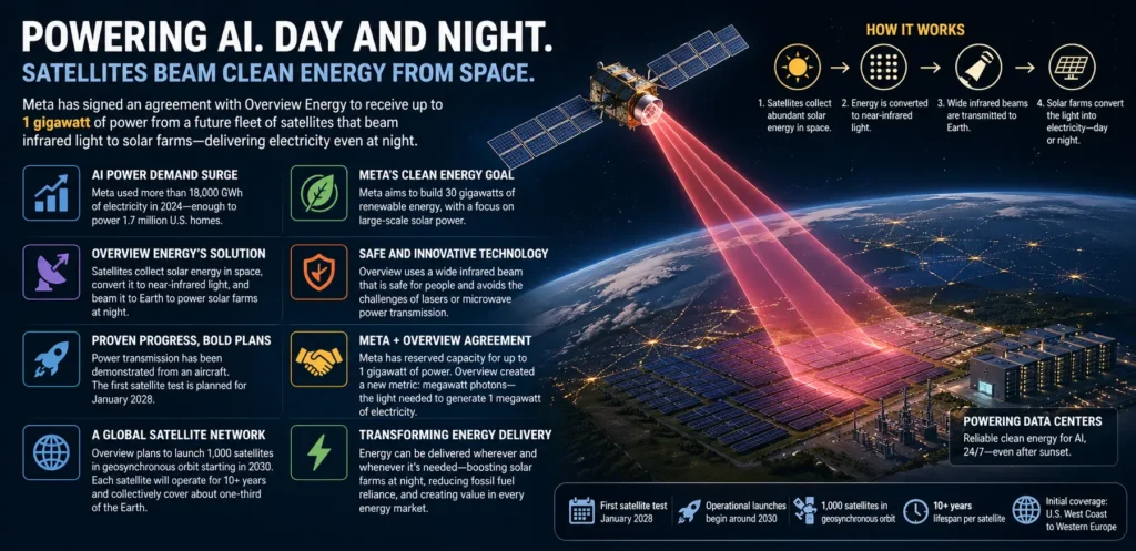 Meta inks deal for solar power at night, beamed from space