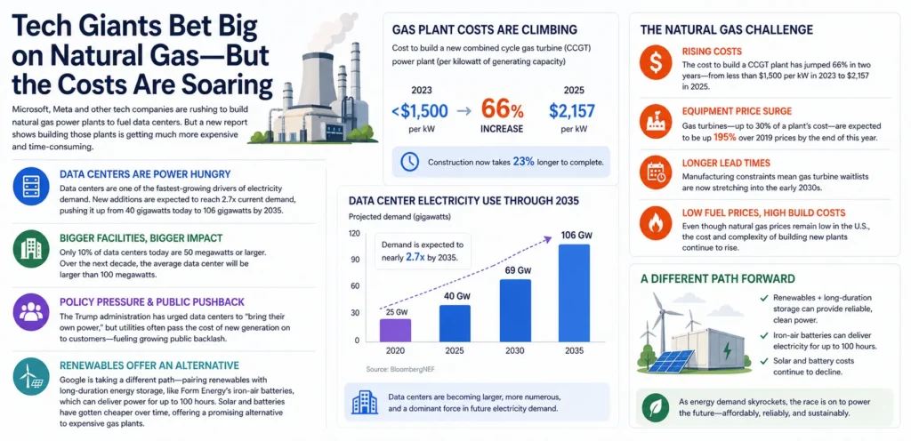 Data center demand drives 66% surge in natural gas power plant costs