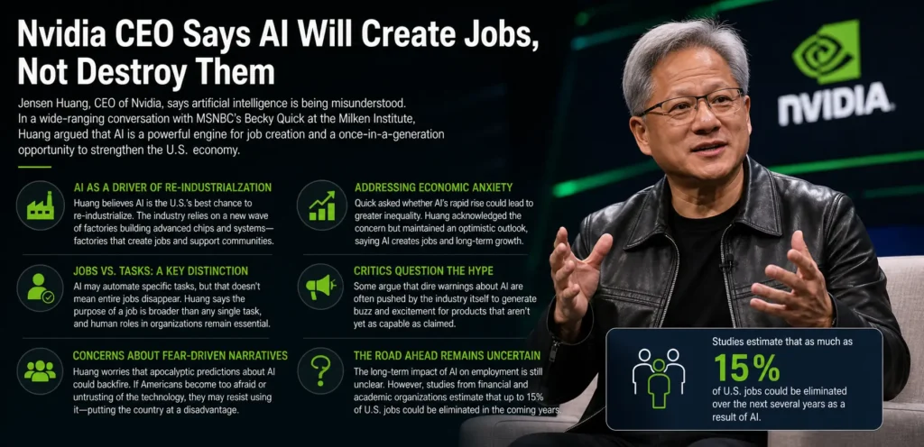 As workers worry about AI, Nvidia’s Jensen Huang says AI is ‘creating an enormous number of jobs’